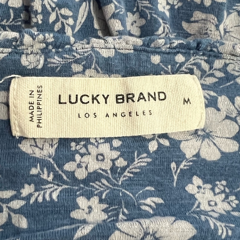 Lucky Brand Los Angeles Floral Printed Smocked Dress Gently Used Lined Sz M - Picture 7 of 8